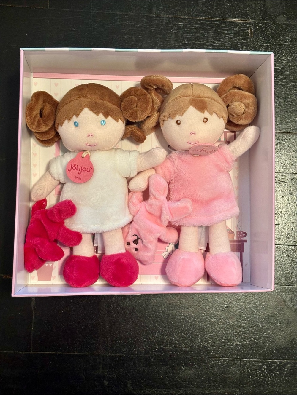 Jolijou Paris Rose & Blanche Soft Pink Dolls NEW IN BOX Doudou et Compagnie